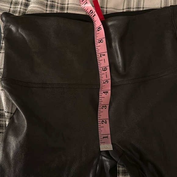 SPANX Black Metallic Sleek Faux Vegan Leather Compression High Waist Leggings L - Picture 16 of 16